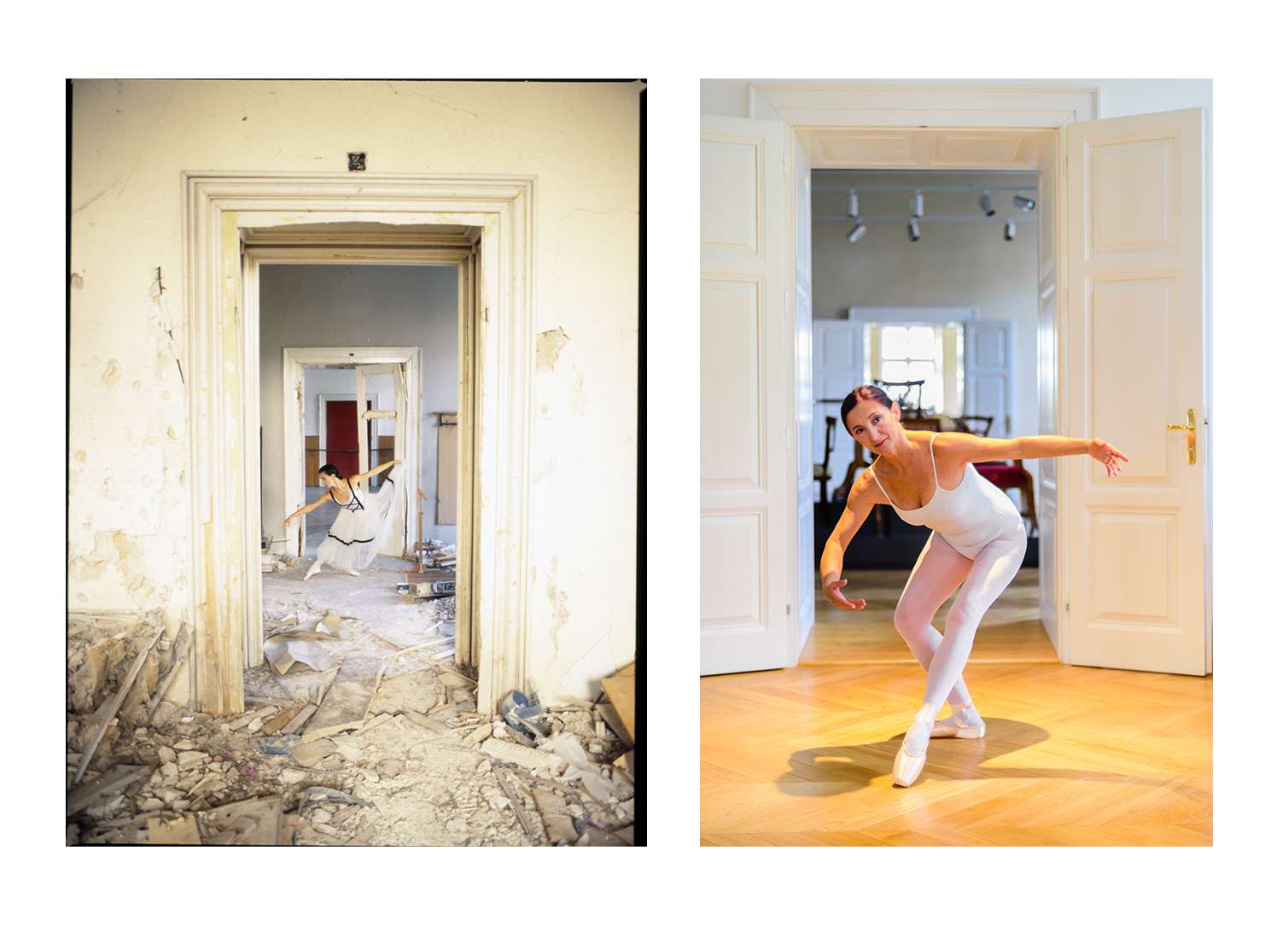 Sanja Petrovski dancing in the Rector's Palace: in 1991 (left) and 2018 (right) &copy; Željko Karavida (left)  |  Jane Hobson (right)
