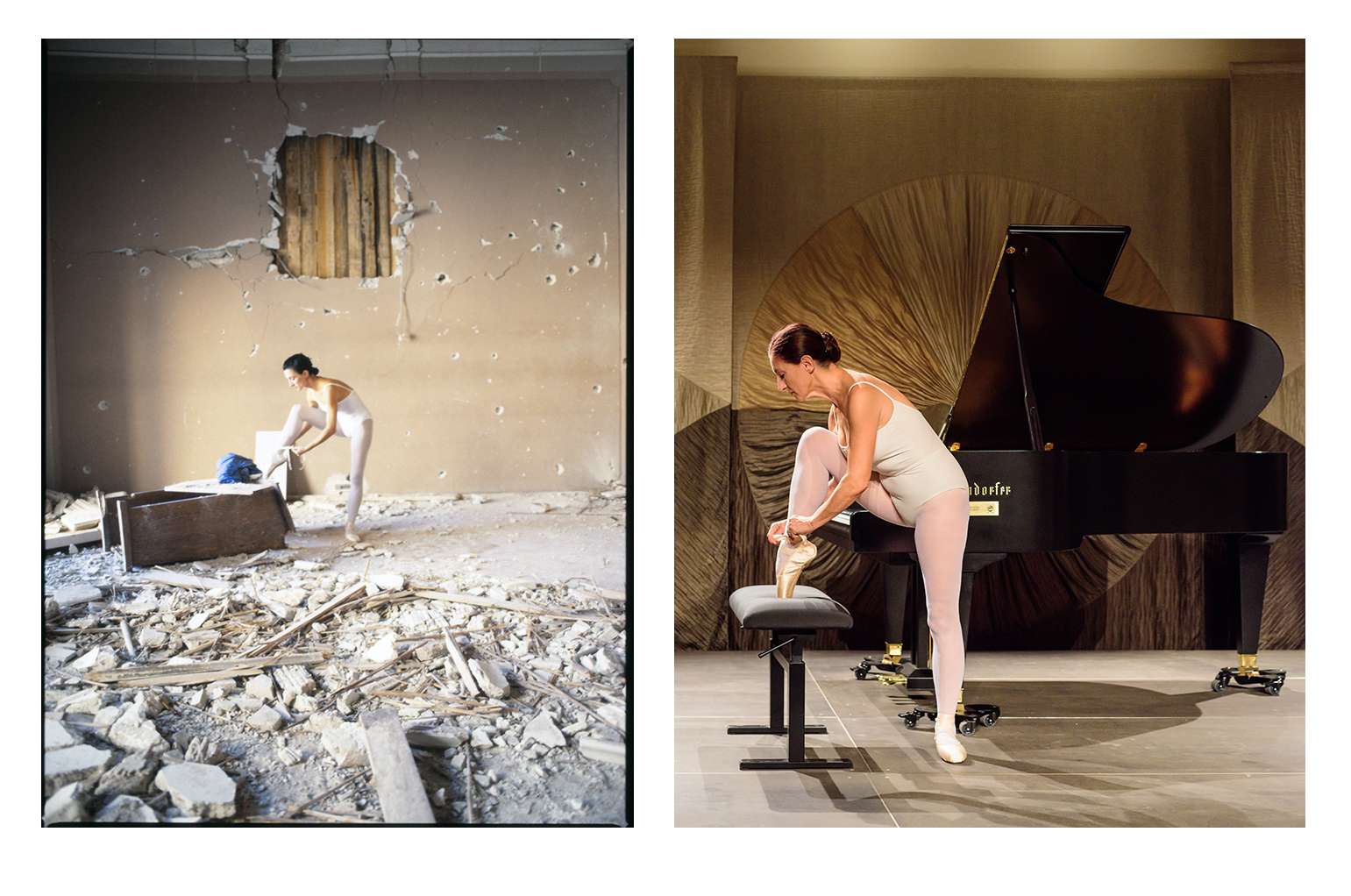 Sanja Petrovski dancing in the Rector's Palace: in 1991 (left) and 2018 (right) &copy; Željko Karavida (left)  |  Jane Hobson (right)