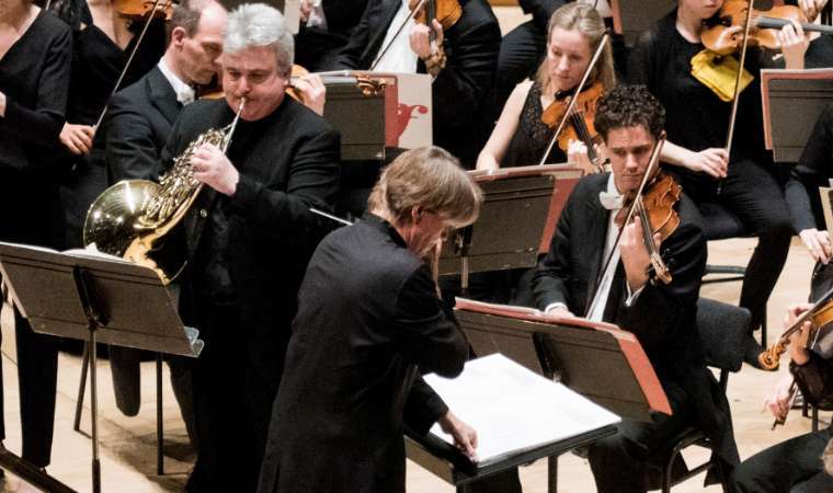 Richard Watkins as soloist with the Philharmonia conducted by Esa-Pekka Salonen &copy; Camilla Greenwell