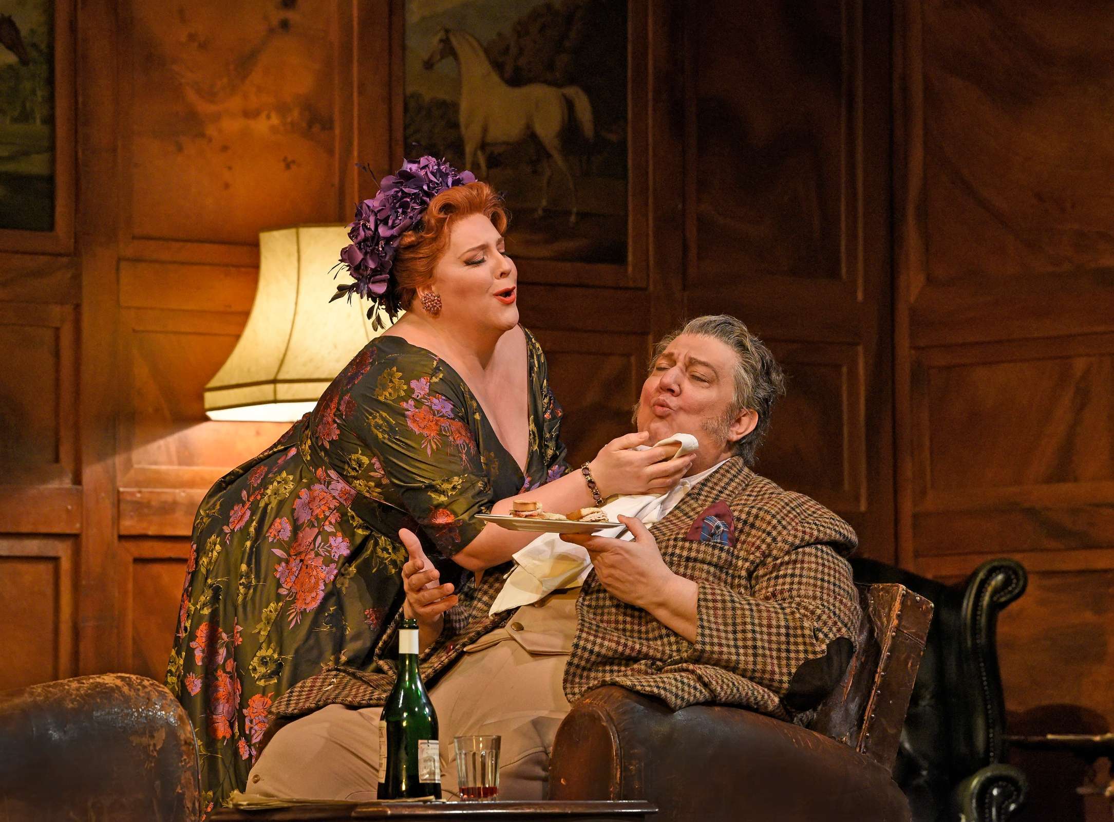 Marie-Nicole Lemieux (Mistress Quickly) and Ambrogio Maestri (Falstaff) &copy; Karen Almond | Met Opera