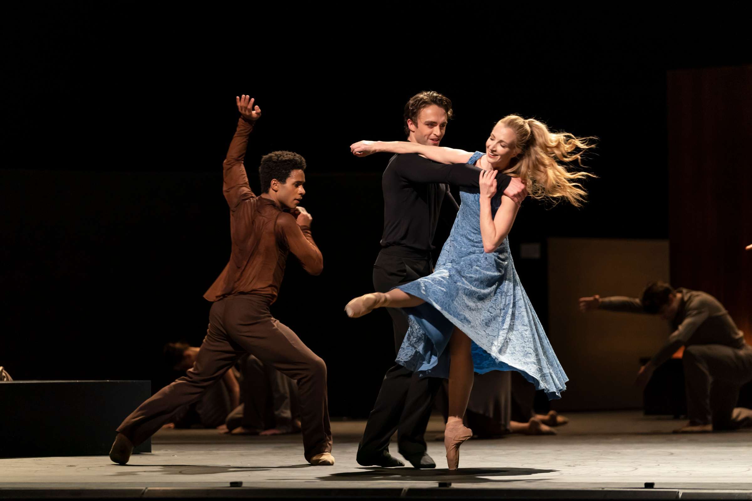 Marcelino Sambé, Matthew Ball and Lauren Cuthbertson in <i>The Cellist</i> &copy; ROH | Bill Cooper