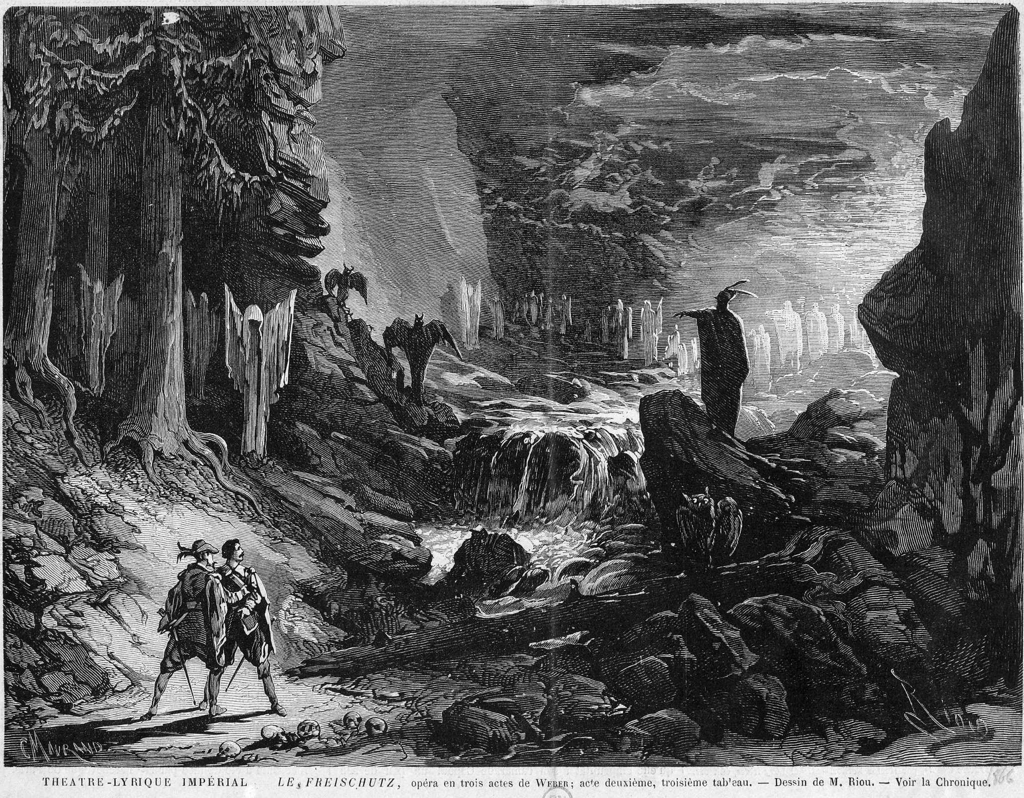 Illustration of the Wolf's Glen of <i>Le Freischütz</i> at the Théâtre Lyrique in Paris, December 1866 © WikiCommons | Bibliothèque nationale de France