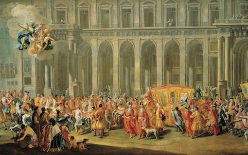 Ausfahrt des Vizekönigs Aloys Thomas Graf Harrach aus dem Palazzo Reale in Neapel © Nicola Maria Rossi