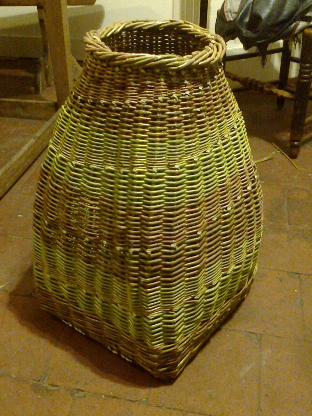 A willow laundry basket made by Sir John and Lady Moya
