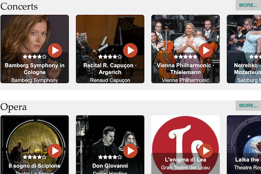 Bachtrack's Video database still has over 900 events