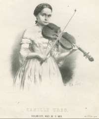 Camille Urso en 1853 (lithographie figurant en premi&egrave;re page de la <i>Urso Polka</i> de Caroline Bandt) &copy; domaine public / University of South Carolina