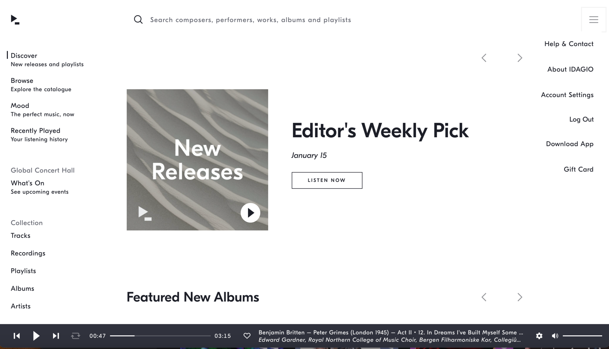 Home page – Idagio