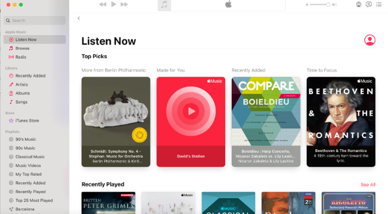 Home page – Apple Music