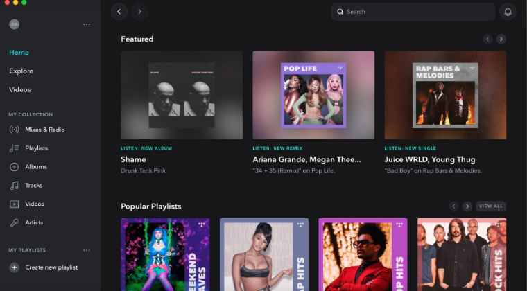 Home page – Tidal