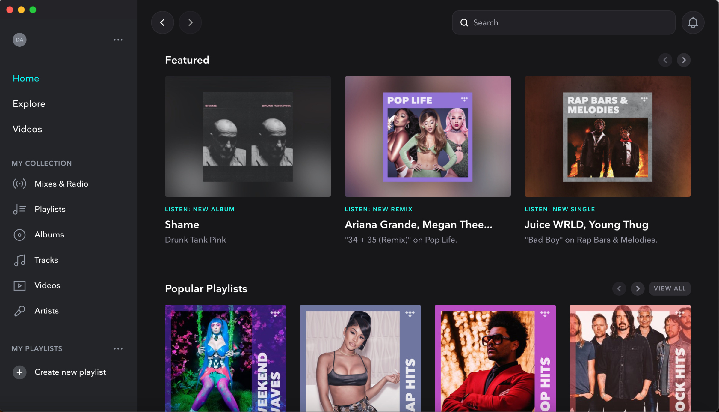 Home page – Tidal