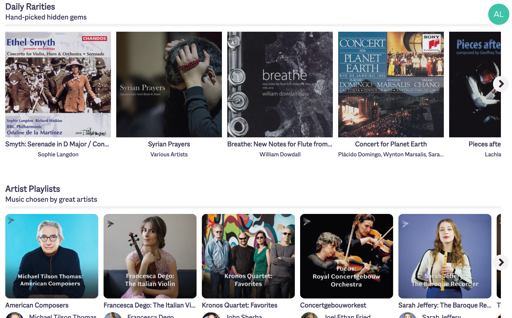 Artist curated playlists – Primephonic