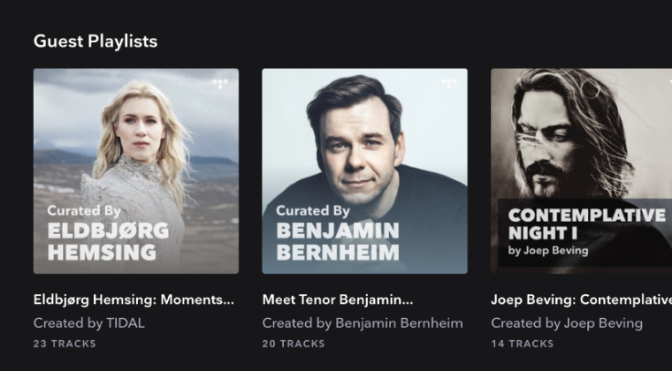 Artist curated playlists – Tidal