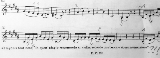 "The second violin must have clear and sure intonation", writes Haydn himself &copy; Quatuor opus 64 n° 2 de Haydn (éditions Bärenreiter)