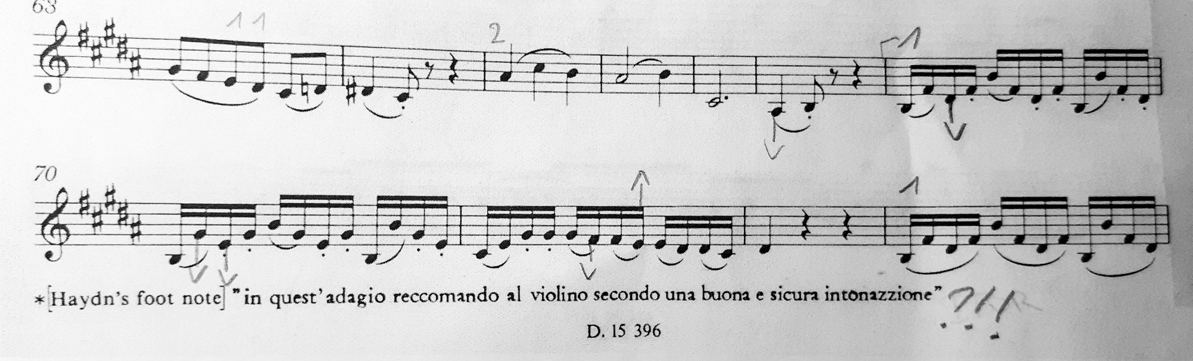 "The second violin must have clear and sure intonation", writes Haydn himself &copy; Quatuor opus 64 n° 2 de Haydn (éditions Bärenreiter)