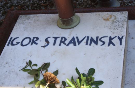 Gravestone for Igor Stravinsky, in San Michele cemetery in Venice &copy; Giovanni Dall'Orto, public domain