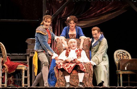 Nicholas Lester (Figaro), Heather Lowe (Rosina), Andrew Shore (Bartolo) and Nico Darmanin (Almaviva) &copy; Richard Hubert Smith