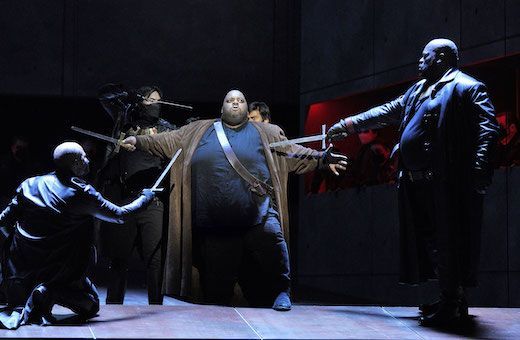 Limmie Pulliam (Manrico) and Morris Robinson (Ferrando) © Cory Weaver | LA Opera