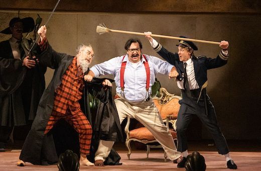 Jiří Sulženko (Bartolo), Adam Plachetka (Figaro) and Petr Nekoranec (Almaviva) &copy; Zdeněk Sokol
