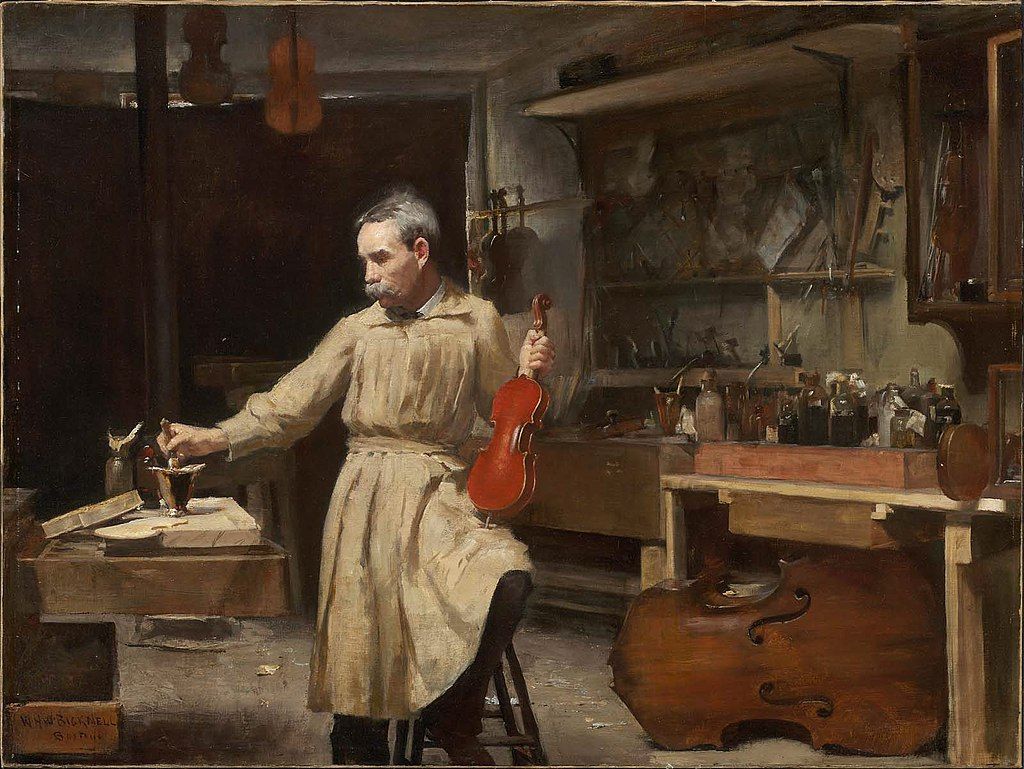 William H. W. Bicknell, <i>The Violin Maker</i>, 1888 (huile sur toile, Museum of Fine Arts) © domaine public