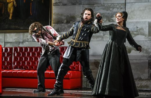 Alexey Neklyudov (Lord Percy), Luca Pisaroni (Enrico) and Diana Damrau (Anna Bolena) &copy; Toni Suter