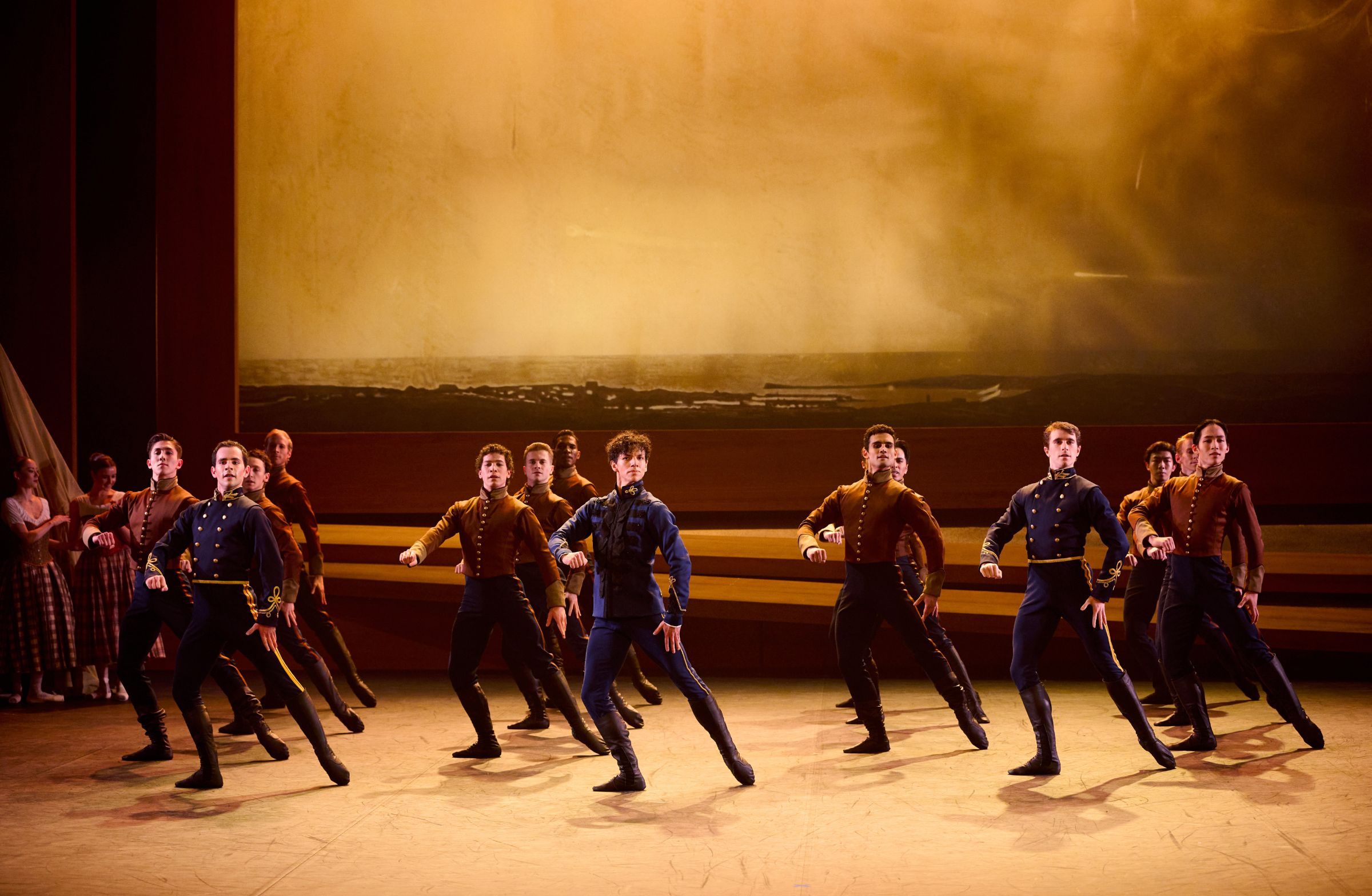 Victor Prigent, Isaac Hernández, Aitor Arrieta and ENB dancers in rehearsal for <i>Raymonda</i> &copy; Laurent Liotardo