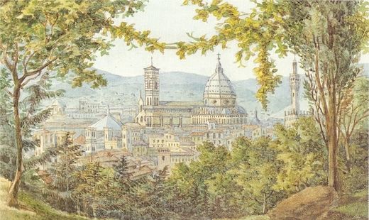 Aquarelle of Florence, by Felix Mendelssohn (1830)