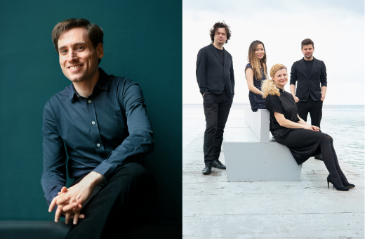 Boris Giltburg et le Pavel Haas Quartet &copy; Sasha Gusov (pour Giltburg) / Boris Giltburg (pour le quatuor)