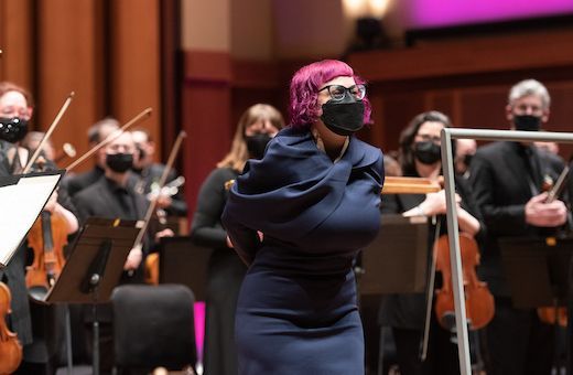 Angélica Negrón takes a bow after the premiere of <i>Color Shape Transmission</i> &copy; Nick Klein
