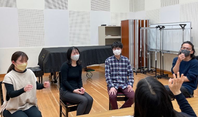 Quartet Integra during the interview with Bachtrack © Suntory Hall