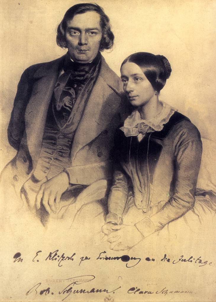 Robert and Clara Schumann, lithography by Eduard Kaiser (1847) &copy; Public domain