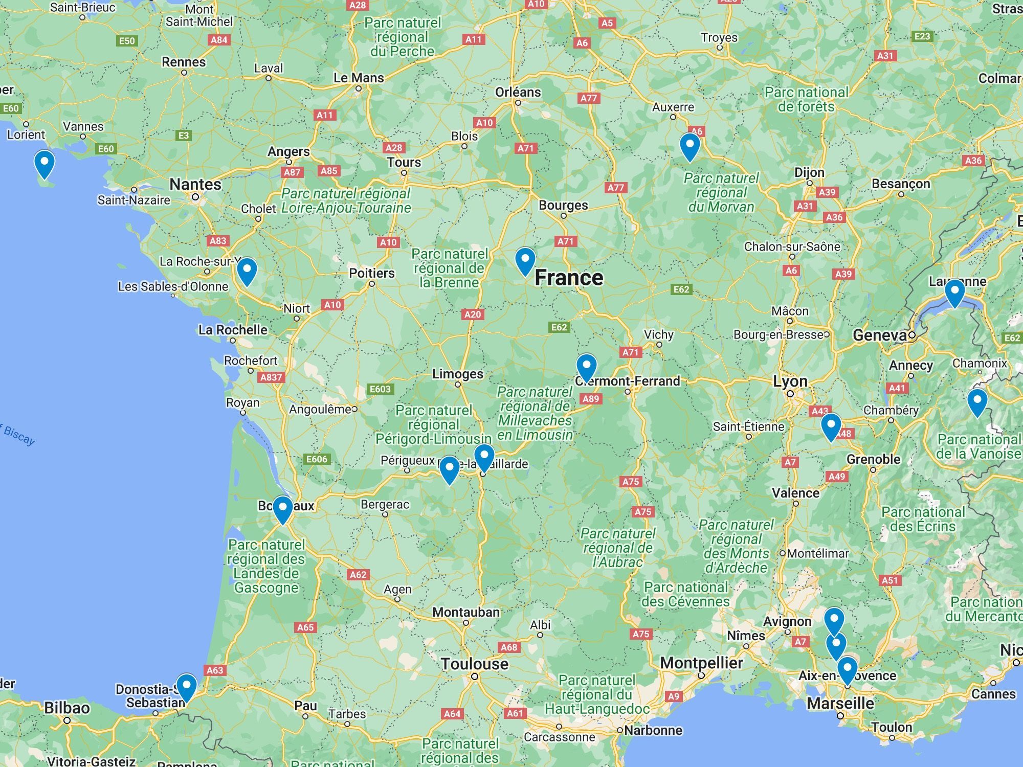 Festivals estivaux &copy; Google Maps | Bachtrack Ltd