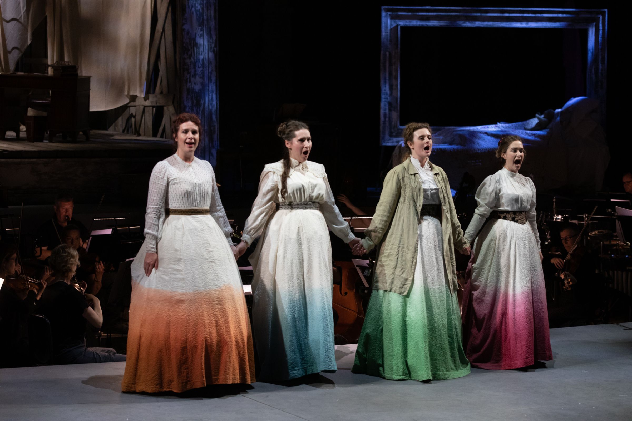 Kitty Whately (Meg), Elizabeth Karani (Amy), Charlotte Badham (Jo), Harriet Eyley (Beth) © Opera Holland Park | Ali Smith