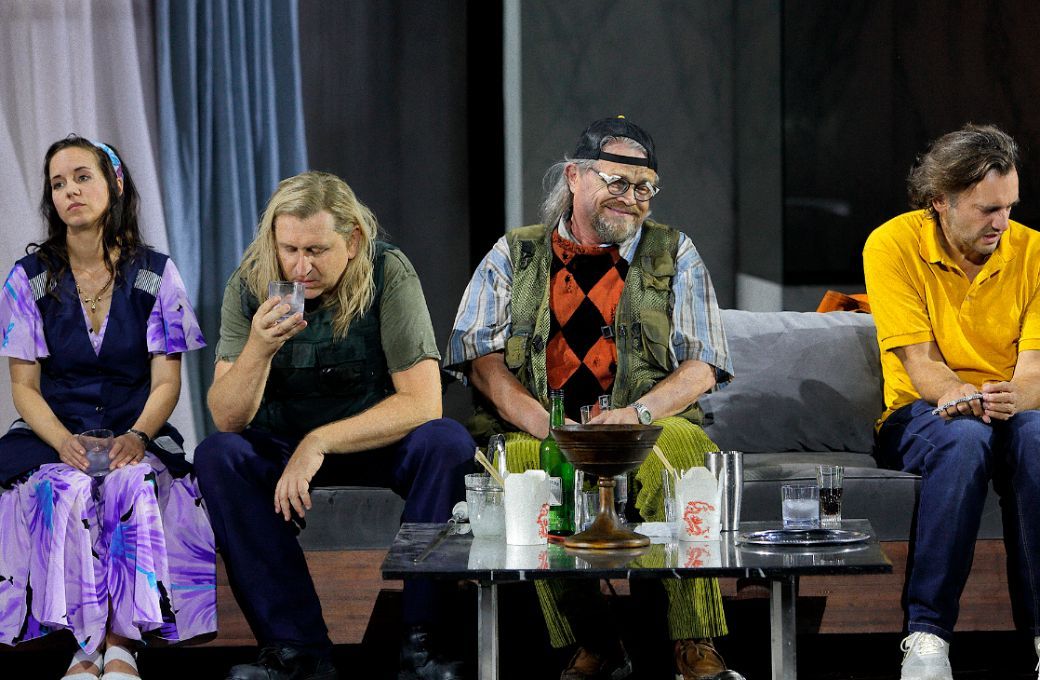 Alexandra Steiner (Woodbird), Andreas Schager, Arnold Bezuyen and Branko Buchberger (Young Hagen) &copy; Bayreuther Festspiele | Enrico Nawrath
