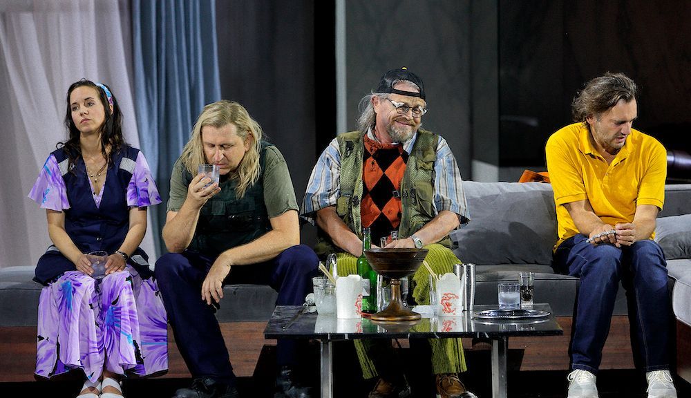 Alexandra Steiner (Woodbird), Andreas Schager, Arnold Bezuyen and Branko Buchberger (Young Hagen) &copy; Bayreuther Festspiele | Enrico Nawrath