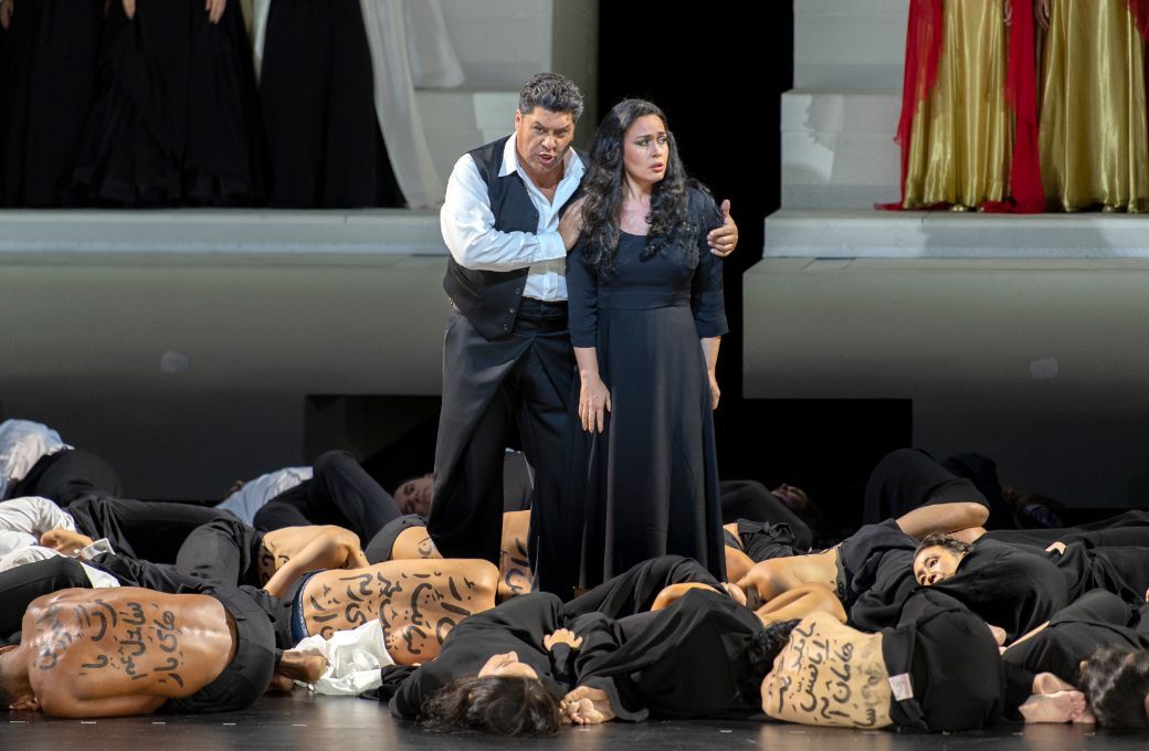 Luca Salsi (Amonasro) und Elena Stikhina (Aida) &copy; Salzburger Festspiele | Ruth Walz