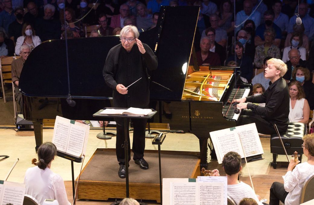 Michael Tilson Thomas, Alexander Malofeev and the Boston Symphony &copy; Hilary Scott