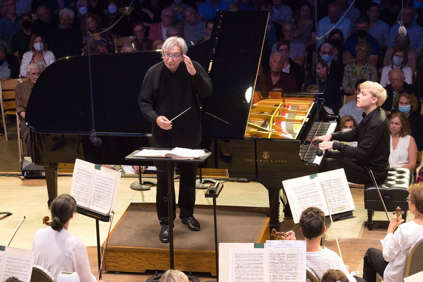 Michael Tilson Thomas, Alexander Malofeev and the Boston Symphony &copy; Hilary Scott