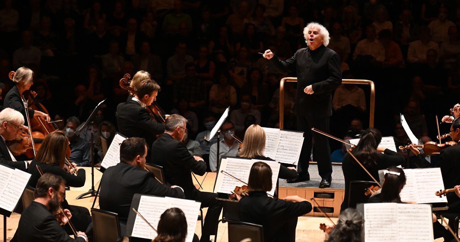 Sir Simon Rattle conducts the LSO at the Barbican &copy; Mark Allan