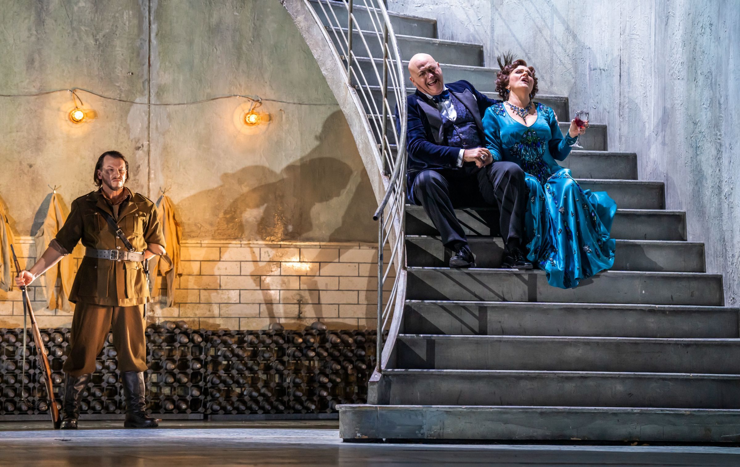Simon Wilding (Soldier), John Daszak (Herodes) and Katarina Dalayman (Herodias) &copy; ROH | Tristram Kenton