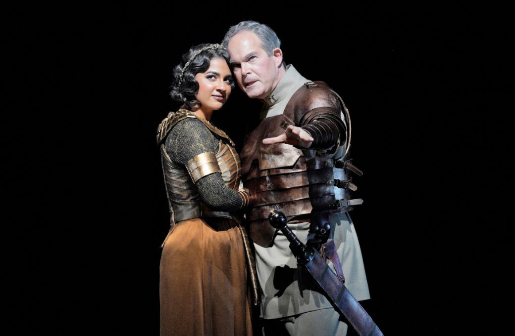 Amina Edris (Cleopatra) and Gerald Finley (Antony) &copy; Cory Weaver | San Francisco Opera