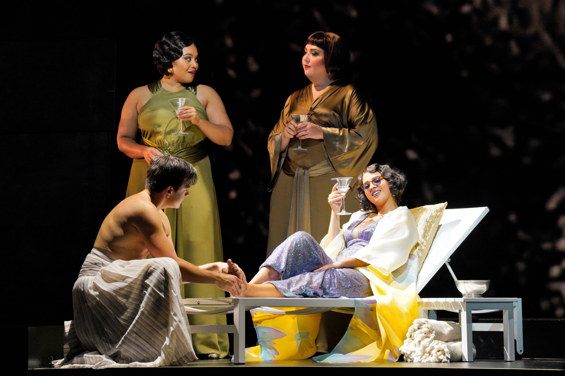 Taylor Raven (Charmian), Gabrielle Beteag (Iras) and Amina Edris (Cleopatra) &copy; Cory Weaver | San Francisco Opera