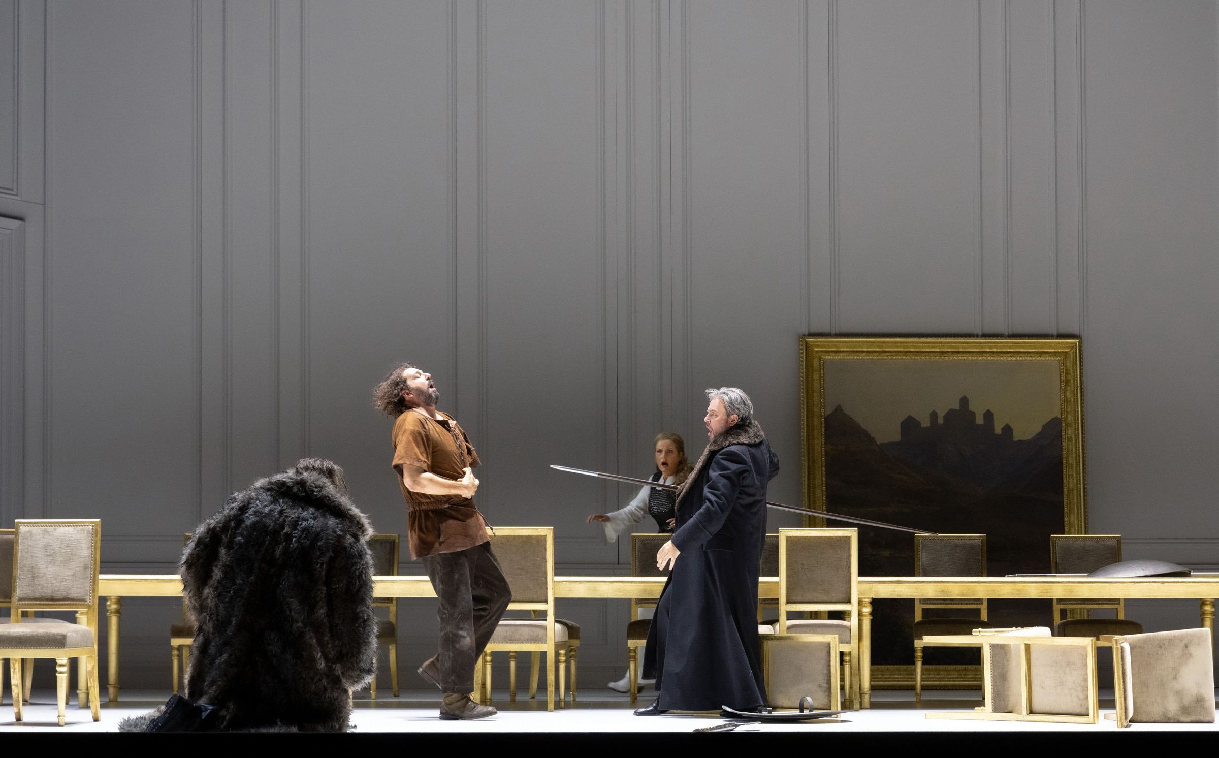 Christof Fischesser (Hunding), Eric Cutler (Siegmund), Camilla Nylund (Brünnhilde), Tomasz Konieczny &copy; Monika Rittershaus