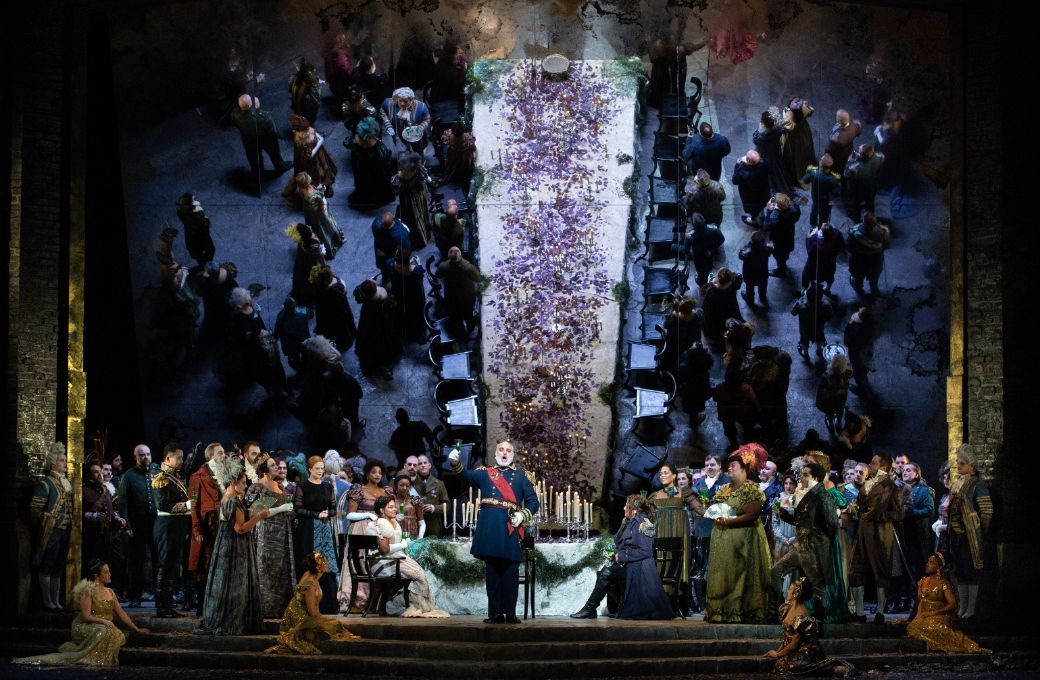 Janai Brugger (Glauce), Michele Pertusi (Creonte), Matthew Polenzani (Giasone) and ensemble &copy; Marty Sohl | Met Opera