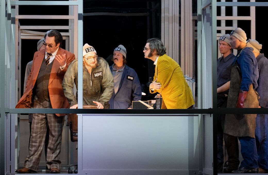 Michael Volle (Wotan), Stephan R&uuml;gamer (Mime) and Rolando Villaz&oacute;n (Loge) &copy; Monika Rittershaus