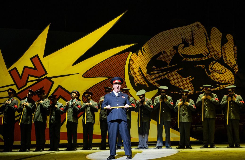 Alexey Shishlyaev (Police Sergeant) and chorus © Evan Zimmerman | Met Opera