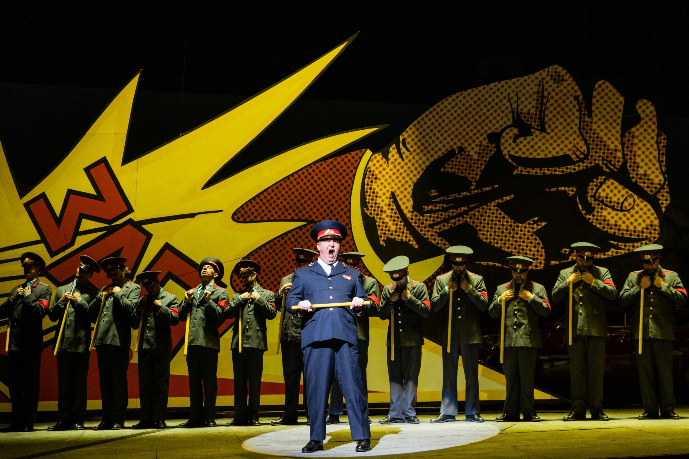 Alexey Shishlyaev (Police Sergeant) and chorus © Evan Zimmerman | Met Opera