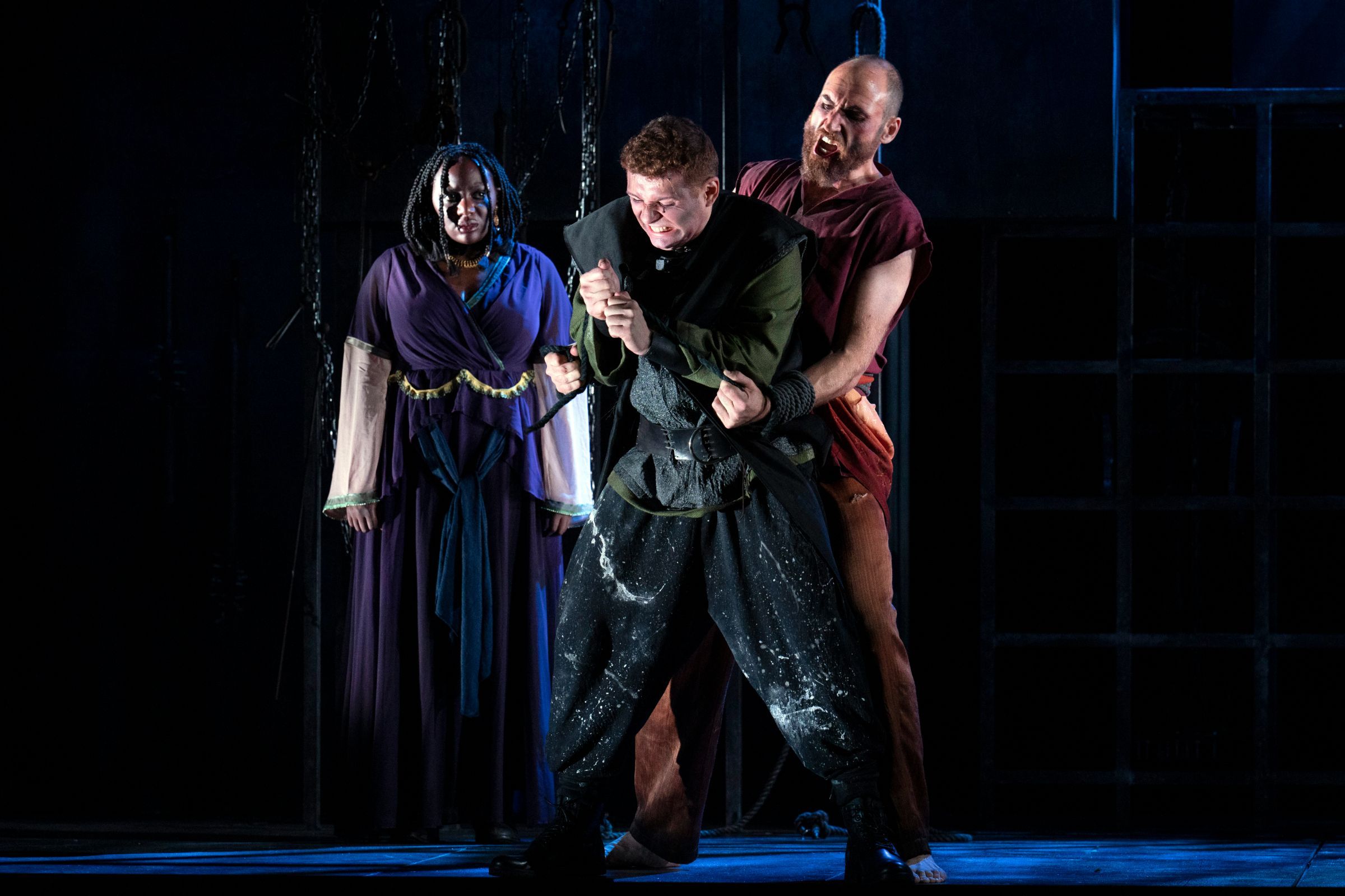 April Koyejo-Audiger (Irene), Rodrigo Sosa dal Pozzo (Tamerlano), Jorge Navarro Colorado (Bajazet) &copy; Richard Hubert Smith