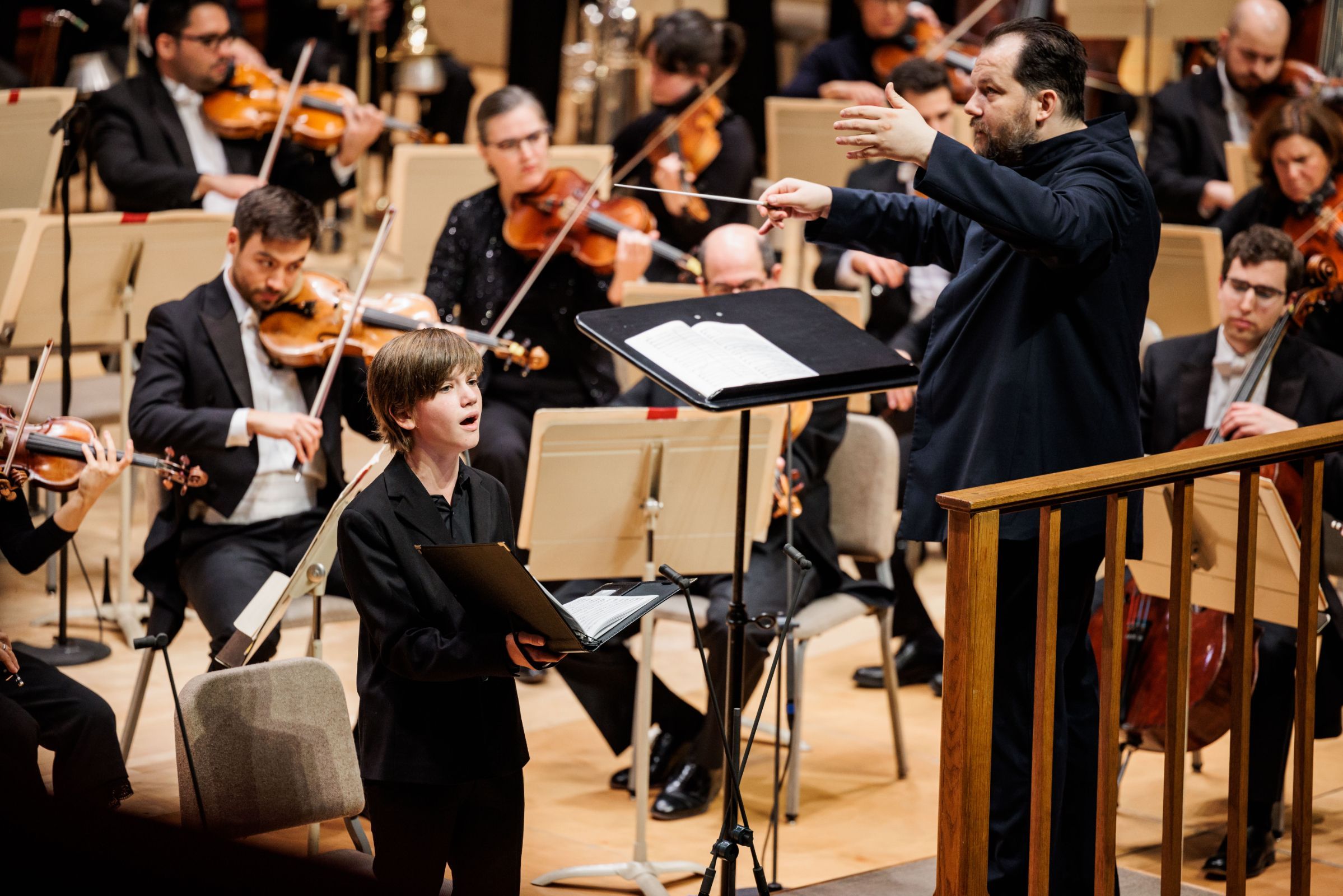 Linus Schafer, Andris Nelsons and the Boston Symphony &copy; Aram Boghosian
