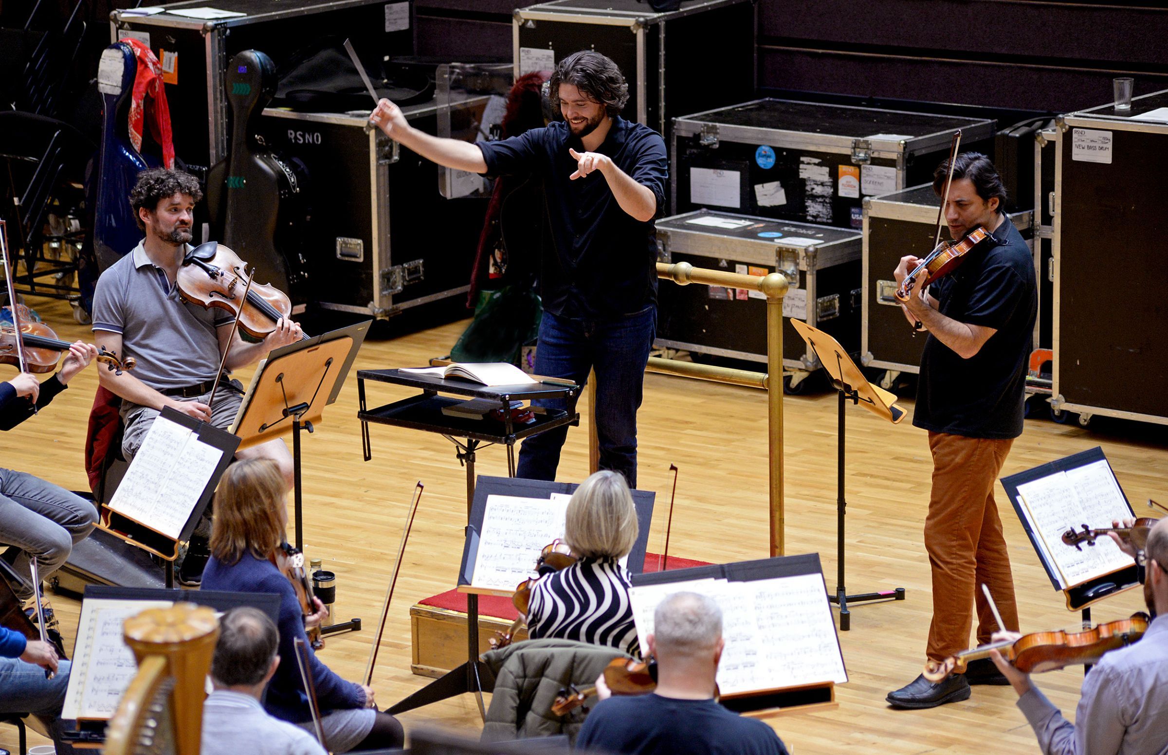 Christian Reif, Philippe Quint and the RSNO in rehearsal &copy; Jessica Cowley