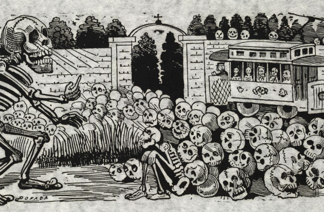 José Guadalupe Posada’s “Gran calavera eléctrica” (Grand electric skull), c.1910 &copy; Public Domain | Library of Congress